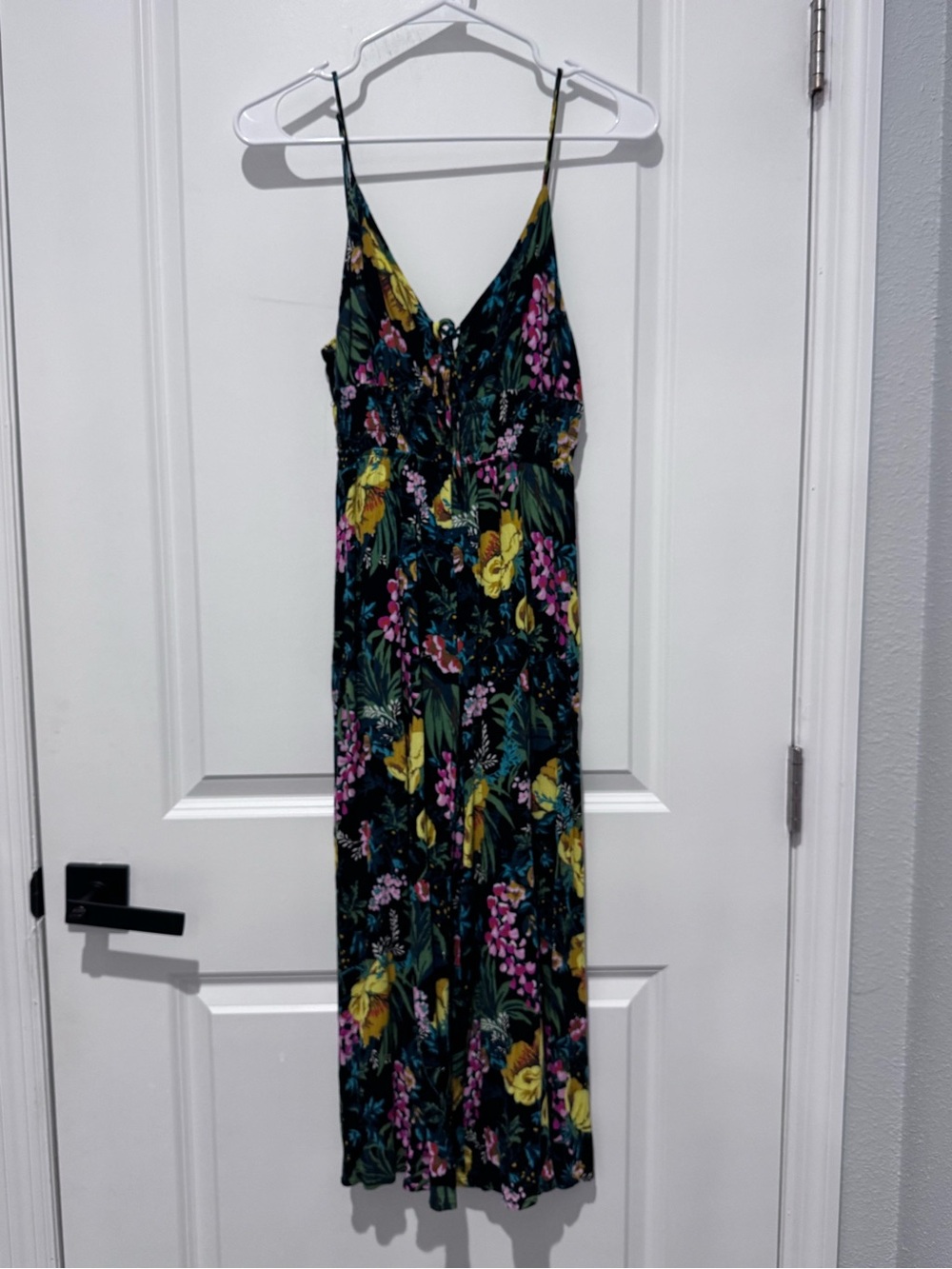 Lush Tropical Floral Maxi Jumpsuit with Yellow & Pink Flowers
